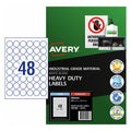 Avery White Heavy Duty Round Permanent Laser Label 48up 30mm Diameter
