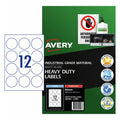 Avery White Heavy Duty Round Permanent Laser Label 12up 60mm Diameter