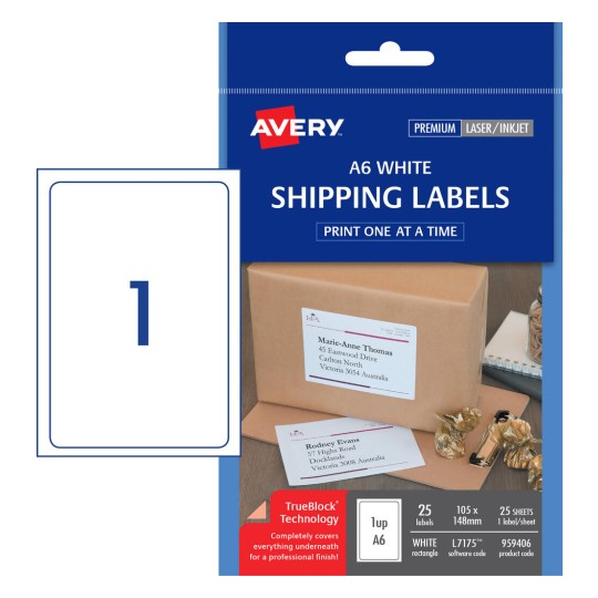 Avery International Shipping Labels A6 L7175 Clip Strip 12 Packs