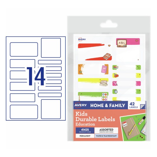 Avery Kids Durable Labels Education Pack 42