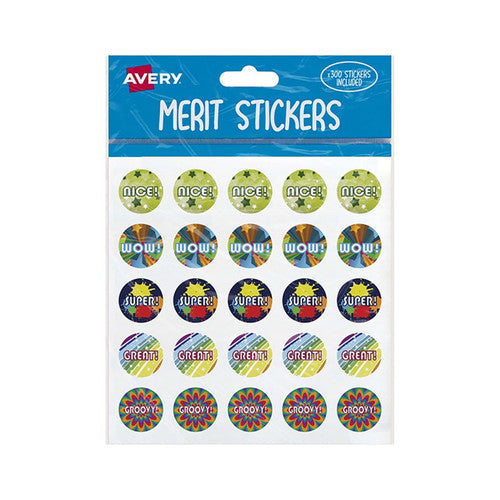 Avery Merit Stickers Caption 3 Round 22mm Diameter 300 Pack