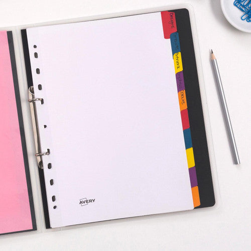 Avery Multi-Coloured Rewritable Index Dividers 10 Tab