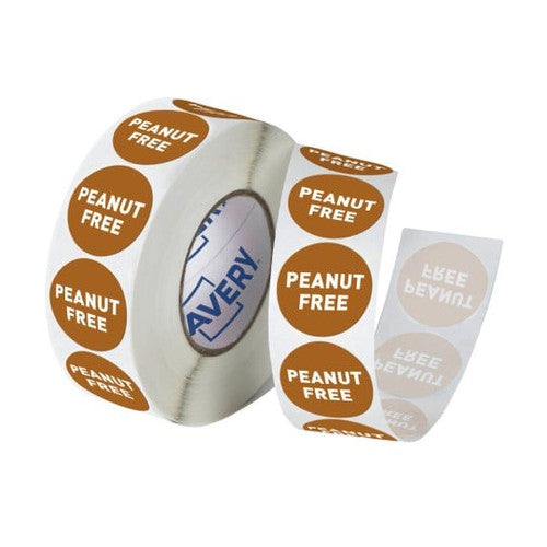 Avery Peanut Free Allergy Labels 24mm Round, 1000 Per Roll