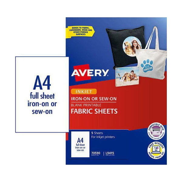 Avery Printable Fabric Sheets L9415 210x294mm 5 Pack