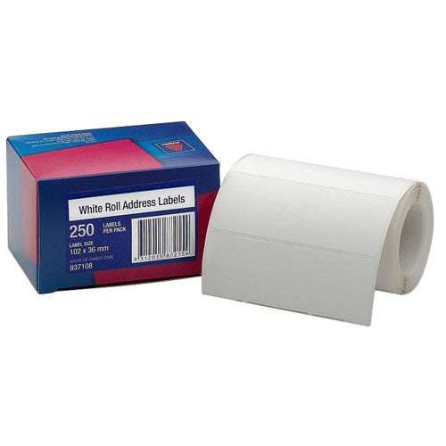Avery White Roll Address Labels 102 x 36mm 250 Roll
