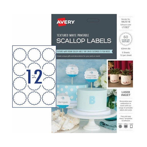 Avery Scallop Labels L7283 63mm diameter Pack 60