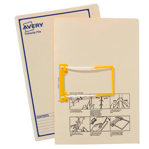 Avery Buff Tubeclip File Blue Print Foolscap 326gsm 5 Pack