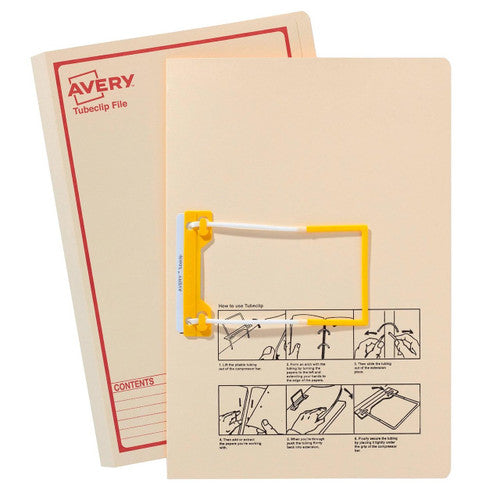 Avery Buff Tubeclip File Red Print Foolscap 326gsm 20 Box