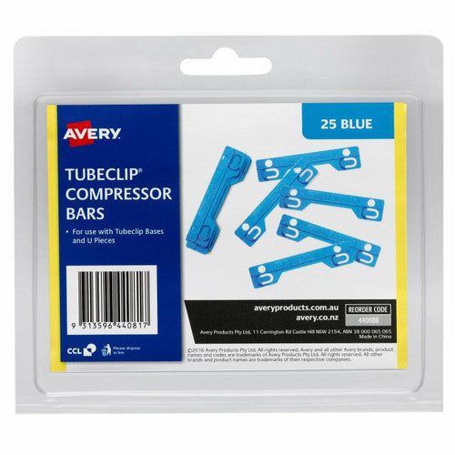 Avery Blue Tubeclip Compressor Bar Only 25 Pack
