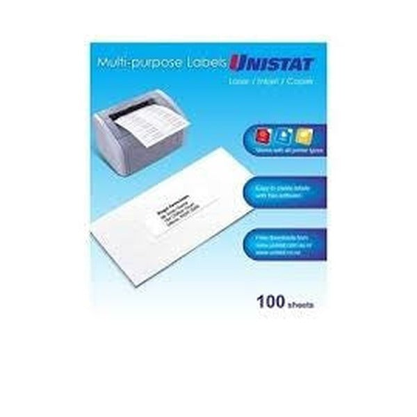 Unistat 38965 Multipurpose Labels 38.1 x 21.2mm 65UP 100 Sheets 6500 Labels