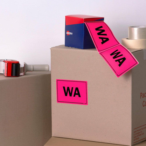 Avery WA Shipping Labels Fluoro Pink 150.4 x 100mm Roll 500