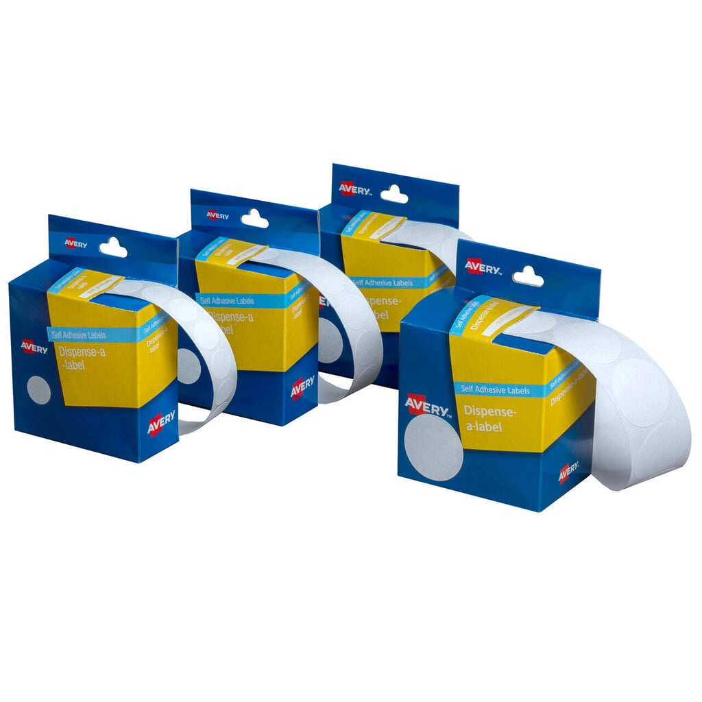 Avery White Dispenser Labels Circle 14mm 1200 Pack