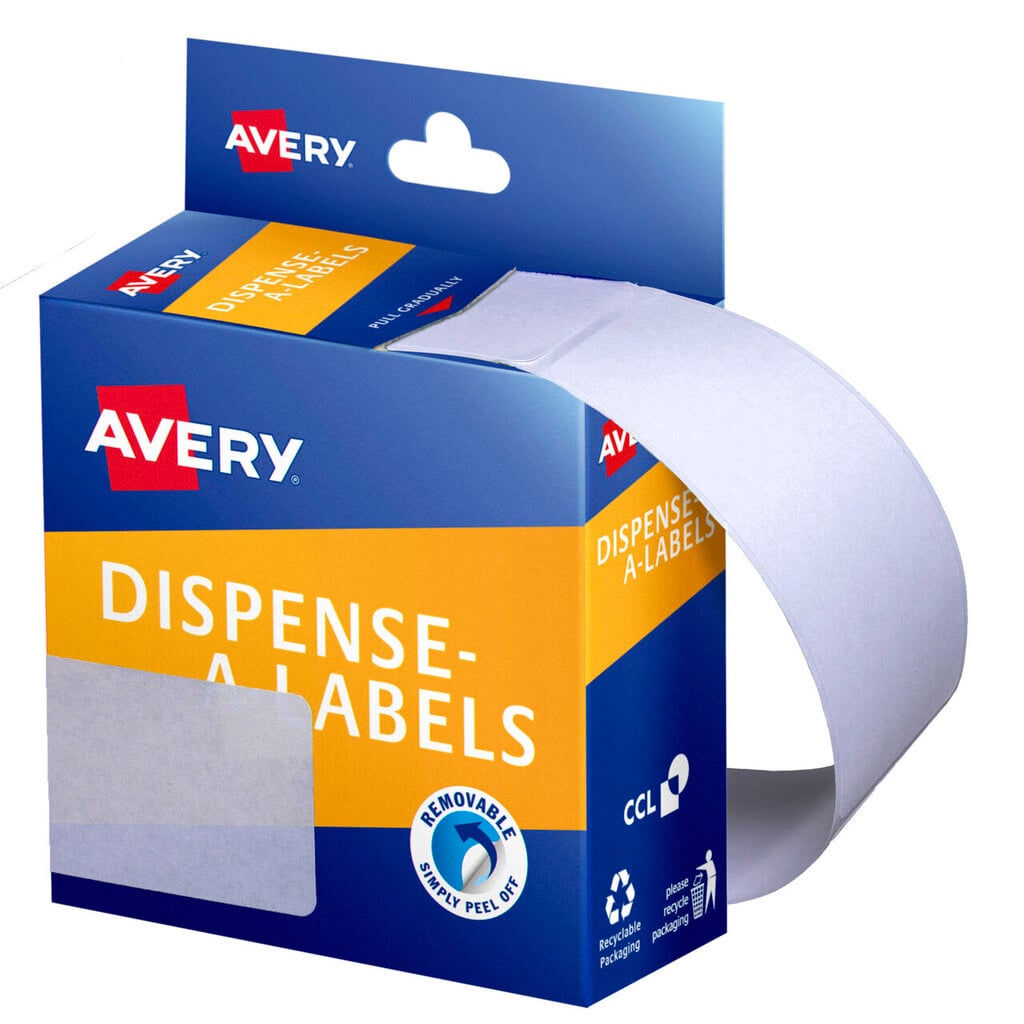 Avery White Dispenser Labels Rectangle 76 x 29mm 180 Pack