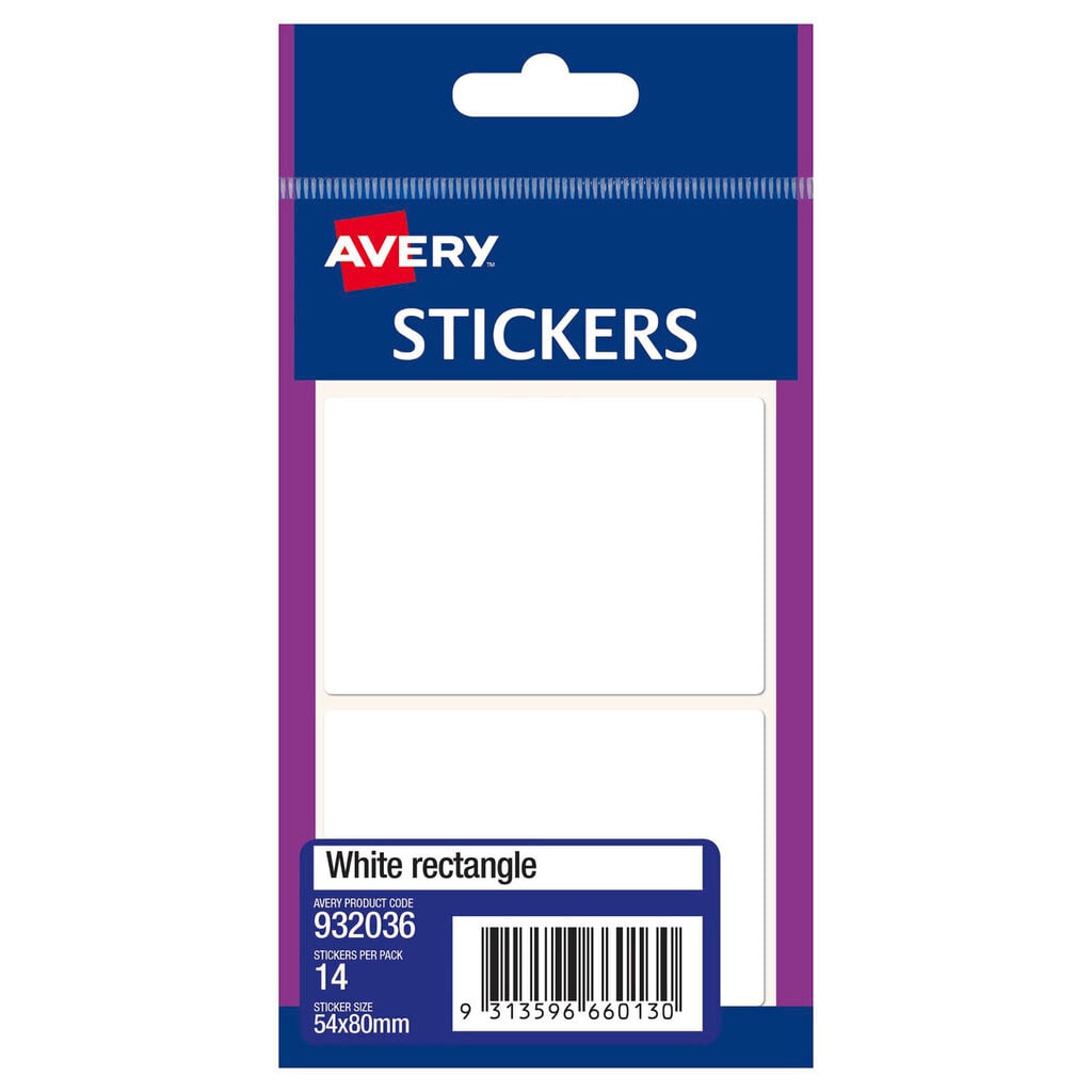 Avery White Multi-Purpose Stickers Rectangle 80 x 54mm 14 Pack