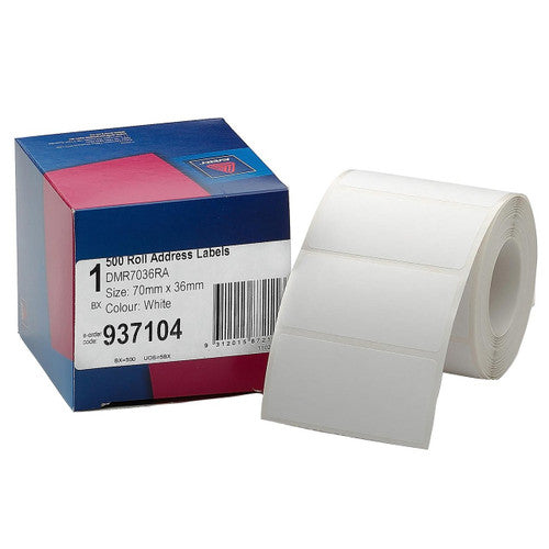 Avery White Roll Address Labels 70 x 36mm 500 Roll