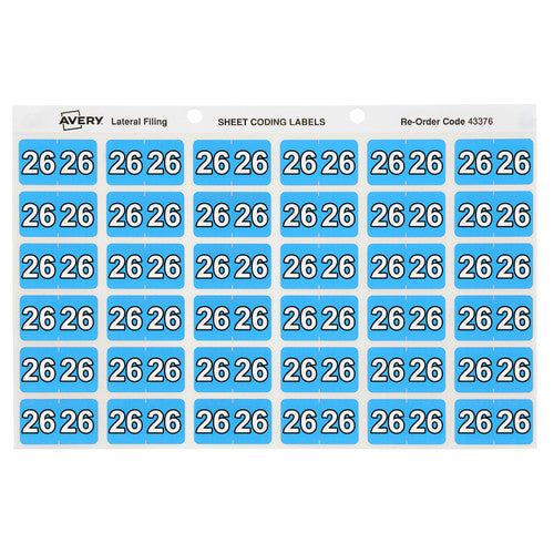 Avery 26 Side Tab Year 2026 Code Label 25 x 38mm Blue 180 Pack