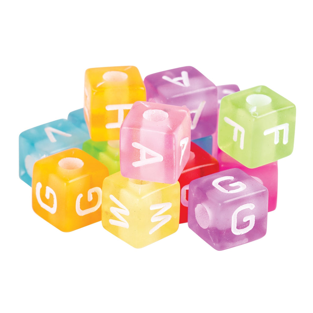 Plastic Alphabet Cube Beads Large 100g 10mm Cube 4mm Threading Hole