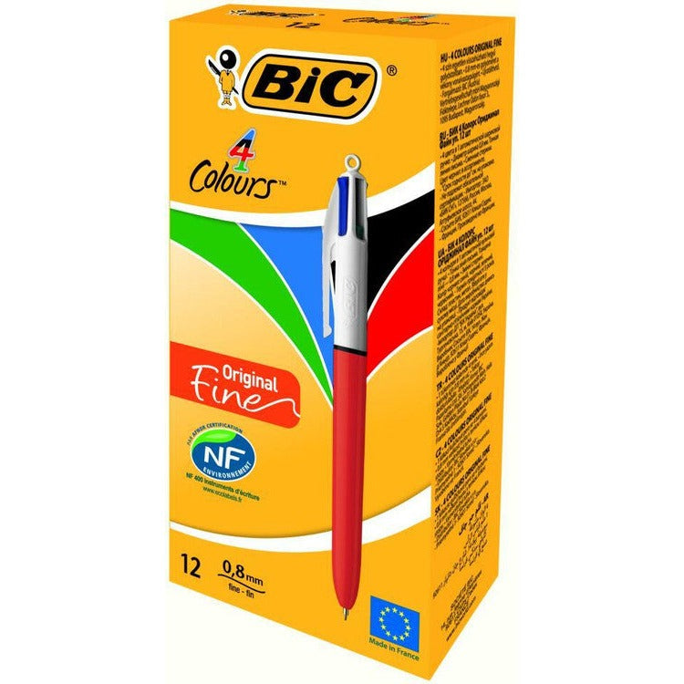 BIC 4 Colours Fine Ballpoint Pen Box of 12