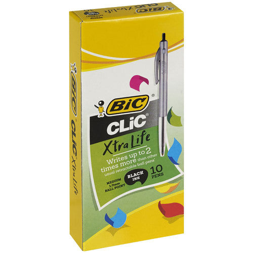 BIC Clic Medium Retractable Ballpoint Pen Black Box of 10
