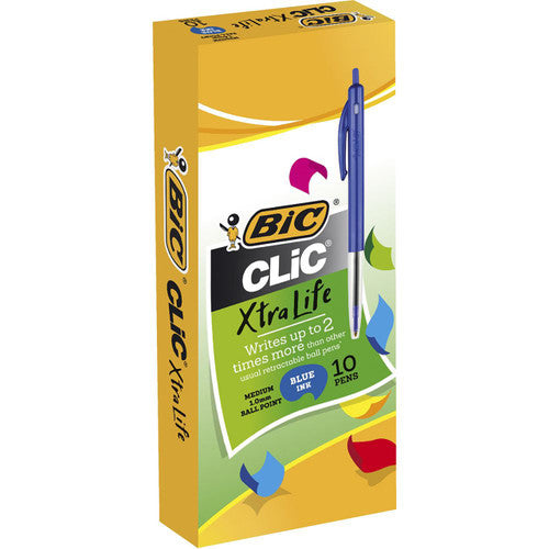 BIC Clic Medium Retractable Ballpoint Pen Blue Box of 10