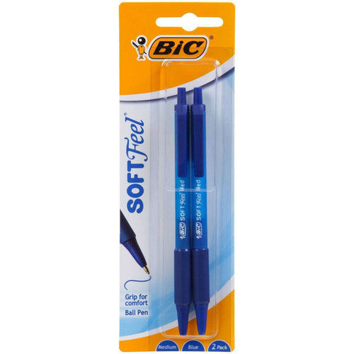 BIC SoftFeel Medium Retractable Ballpoint Pens Blue 2 Pack of 6