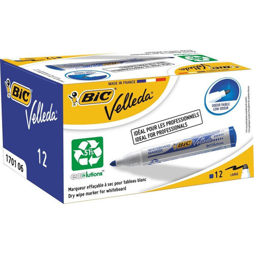 BIC Velleda 1701 Bullet Tip Whiteboard Marker Blue Box of 12