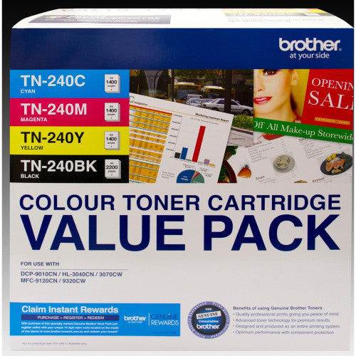 Brother TN240CL4PK Toner Cartridge Value Pack Black Cyan Magenta Yellow