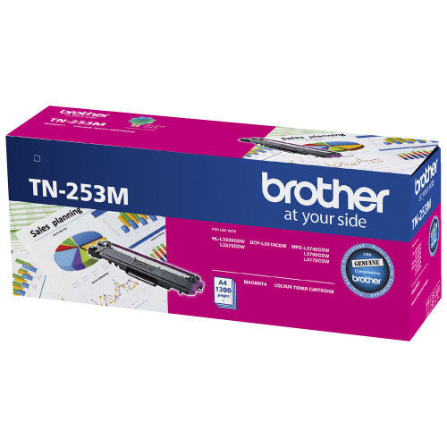 Brother TN253M Standard Yield Toner Cartridge 1300 Pages Magenta