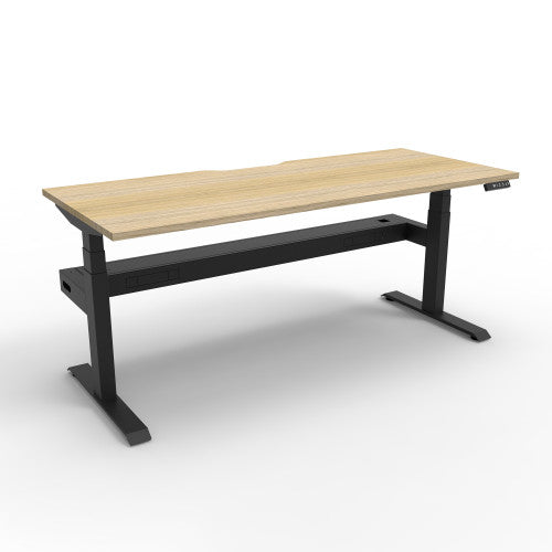 Rapidline Boost Plus Single Sided Workstation 1500 x 750mm with Cable Tray Natural Oak / Black Satin