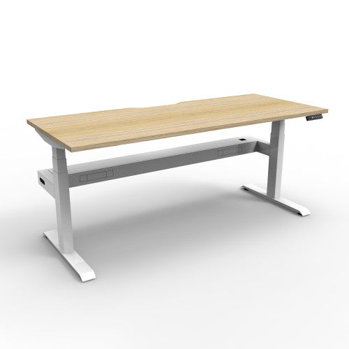 Rapidline Boost Plus Single Sided Workstation 1800 x 750mm with Cable Tray Natural Oak / White Satin