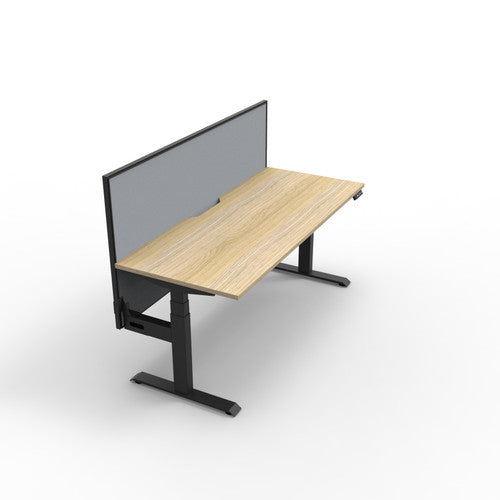 Rapidline Boost Plus Single Sided Workstation 1500 x 750mm with Screen Natural Oak / Black Satin