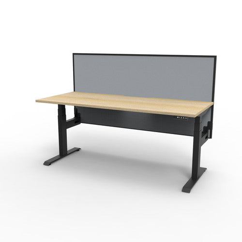 Rapidline Boost Plus Single Sided Workstation 1500 x 750mm with Screen Natural Oak / Black Satin