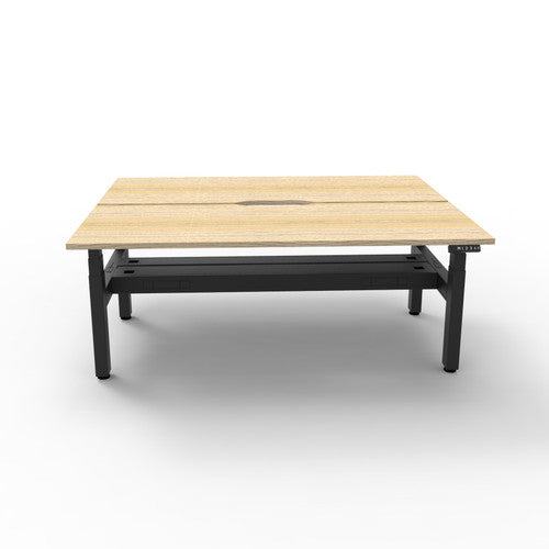 Rapidline Boost Plus Back to Back Workstation 1200 x 750mm with Cable Tray Natural Oak / Black Satin