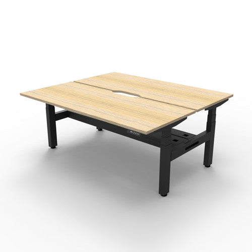 Rapidline Boost Plus Back to Back Workstation 1200 x 750mm with Cable Tray Natural Oak / Black Satin
