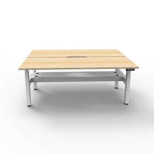 Rapidline Boost Plus Back to Back Workstation 1200 x 750mm with Cable Tray Natural Oak / White Satin
