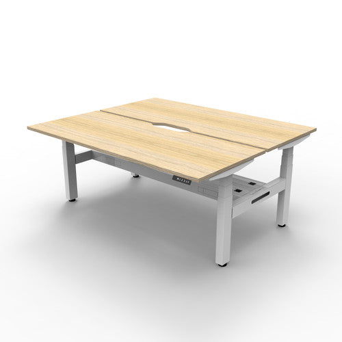 Rapidline Boost Plus Back to Back Workstation 1800 x 750mm with Cable Tray Natural Oak / White Satin