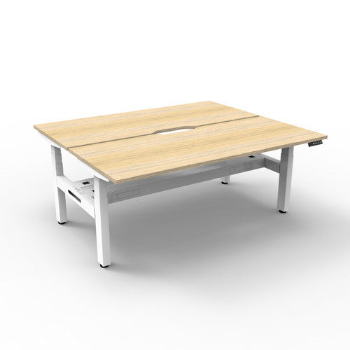Rapidline Boost Plus Back to Back Workstation 1200 x 750mm with Cable Tray Natural Oak / White Satin