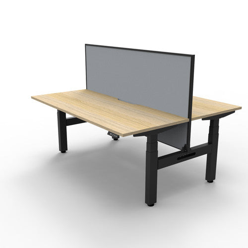 Rapidline Boost Plus Back to Back Workstation 1800 x 750mm with Screen Natural Oak / Black Satin