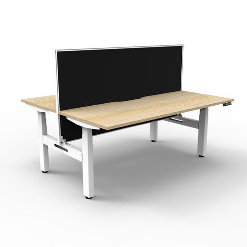Rapidline Boost Plus Back to Back Workstation 1800 x 750mm with Screen Natural Oak / White Satin