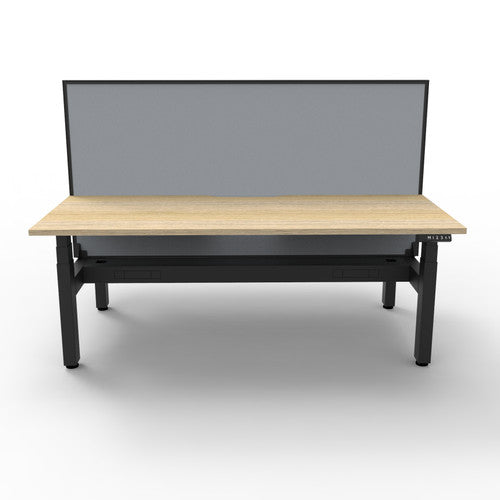 Rapidline Boost Plus Back to Back Workstation 1200 x 750mm with Screen and Cable Tray Natural Oak / Black Satin