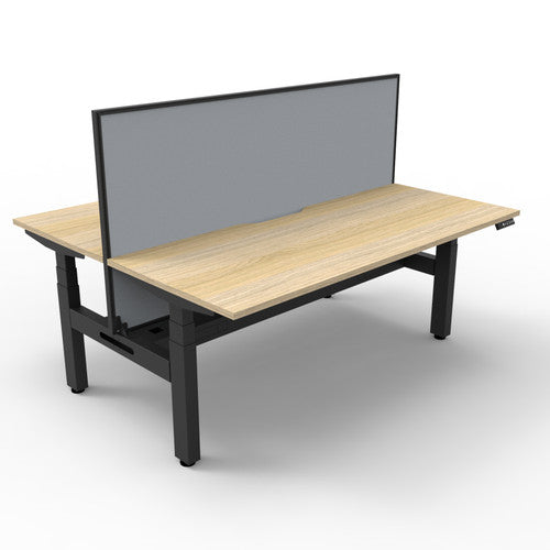 Rapidline Boost Plus Back to Back Workstation 1200 x 750mm with Screen and Cable Tray Natural Oak / Black Satin