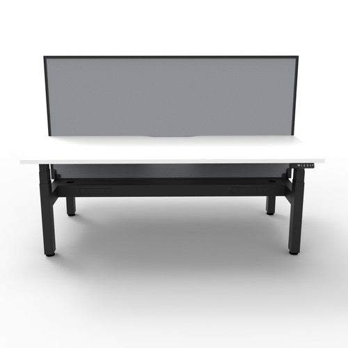 Rapidline Boost Plus Back to Back Workstation 1500 x 750mm with Screen and Cable Tray Natural White / Black Satin