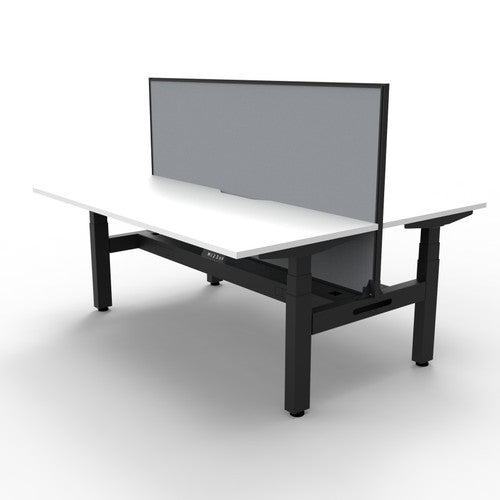 Rapidline Boost Plus Back to Back Workstation 1500 x 750mm with Screen and Cable Tray Natural White / Black Satin