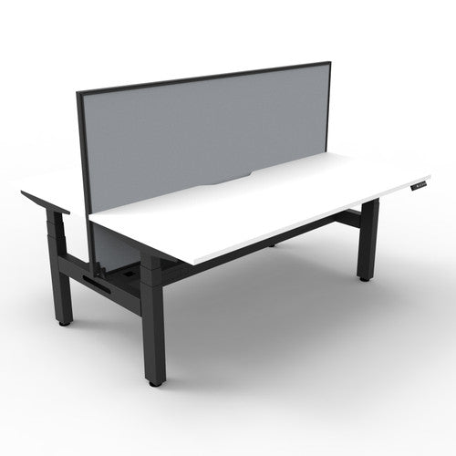Rapidline Boost Plus Back to Back Workstation 1500 x 750mm with Screen and Cable Tray Natural White / Black Satin