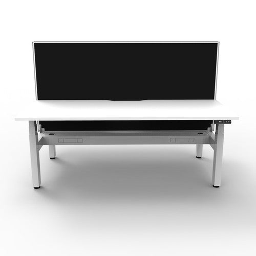 Rapidline Boost Plus Back to Back Workstation 1500 x 750mm with Screen and Cable Tray Natural White / White Satin