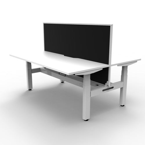 Rapidline Boost Plus Back to Back Workstation 1800 x 750mm with Screen and Cable Tray Natural White / White Satin