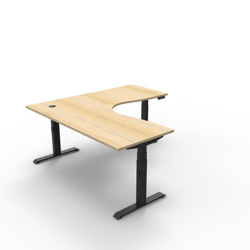 Rapidline Boost Plus Corner Workstation 1800 x 1500 x 750mm Natural Oak / Black Satin