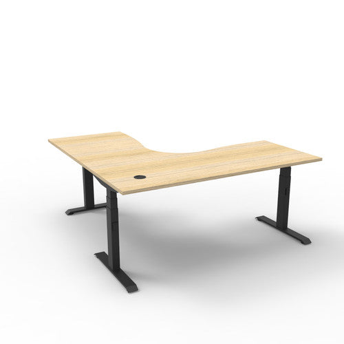 Rapidline Boost Plus Corner Workstation 1800 x 1800 x 750mm Natural Oak / Black Satin