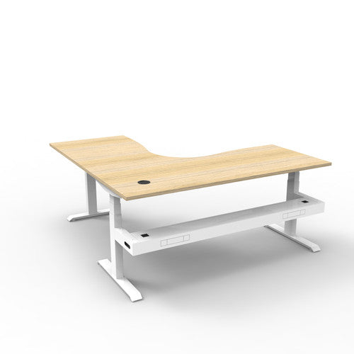 Rapidline Boost Plus Corner Workstation 1800 x 1500 x 750mm with Cable Tray Natural Oak / White Satin