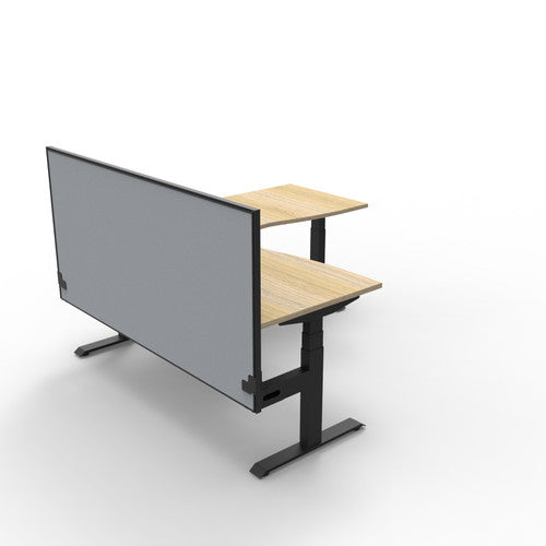Rapidline Boost Plus Corner Workstation 1500 x 1500 x 750mm with Screen Natural Oak / Black Satin